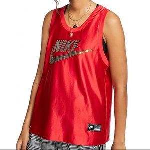 NEW Nike Sportswear Icon Clash Glam Dunk Tank size S Red